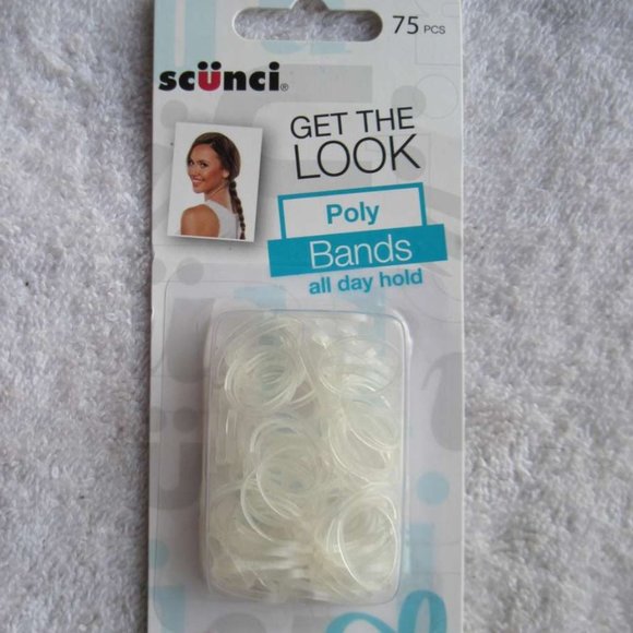 75 Scunci Clear Poly Bands No Metal Ouchless Elastics Ponytailer Hair Bands Hold - Picture 1 of 3